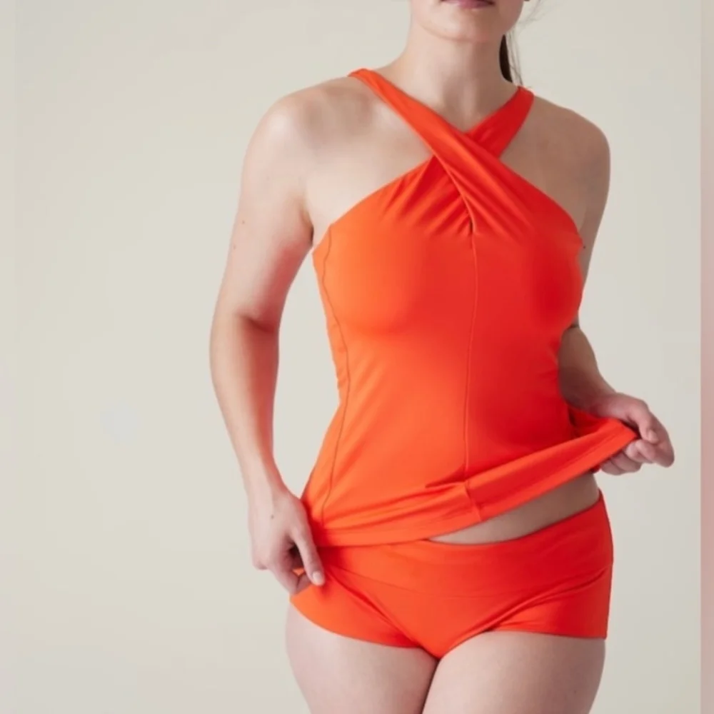 Athleta Tank Crossed Tankini Swim Top Size XS
